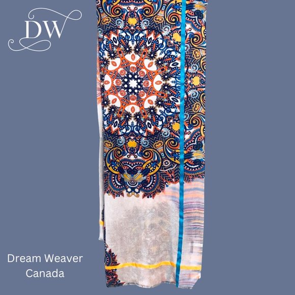 Orange and Blue Paisley Modal Scarf - Picture 4 of 4